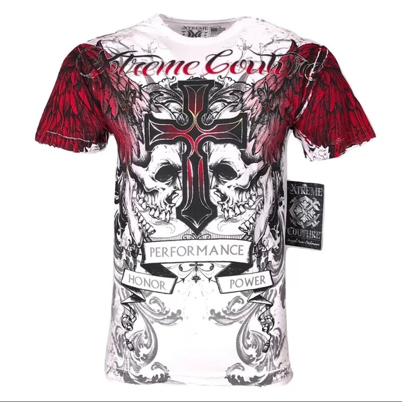 XTREME COUTURE by AFFLICTION Men's T-Shirt CARNIVORE Skulls Biker MMA - Picture 3 of 8